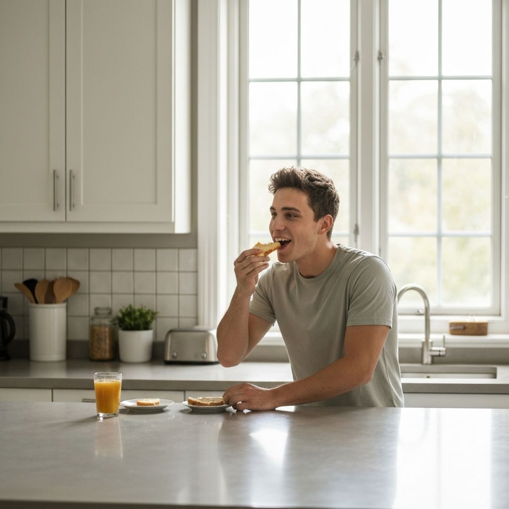 Pausa para lanche numa bancada de cozinha com luz natural